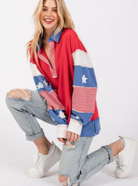 Patchwork French Terry Pullover | Red