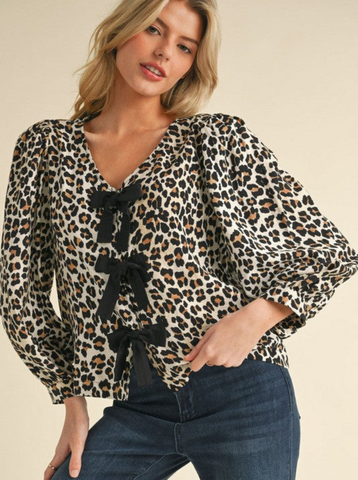 Leopard Tie Blouse