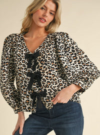 Leopard Tie Blouse