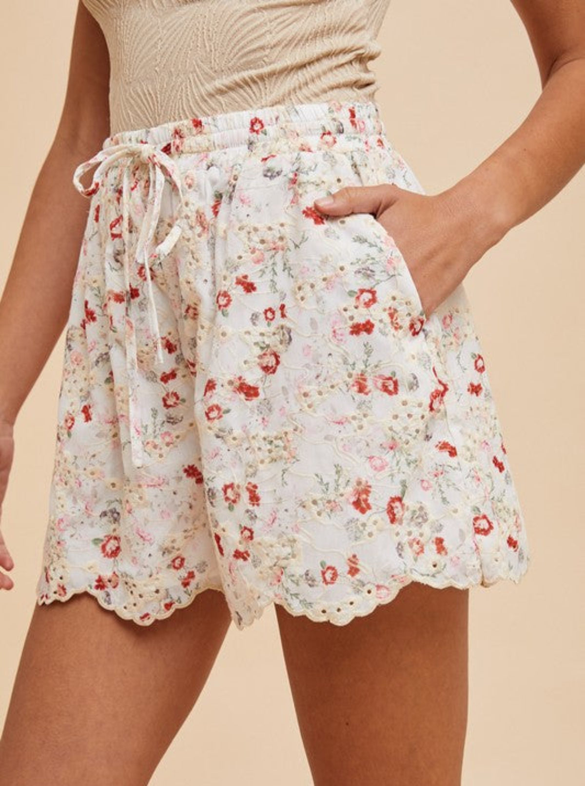 Embroidered Floral Shorts