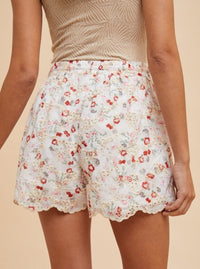 Embroidered Floral Shorts
