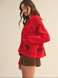 *Coming Soon* Horse Cardigan | Red