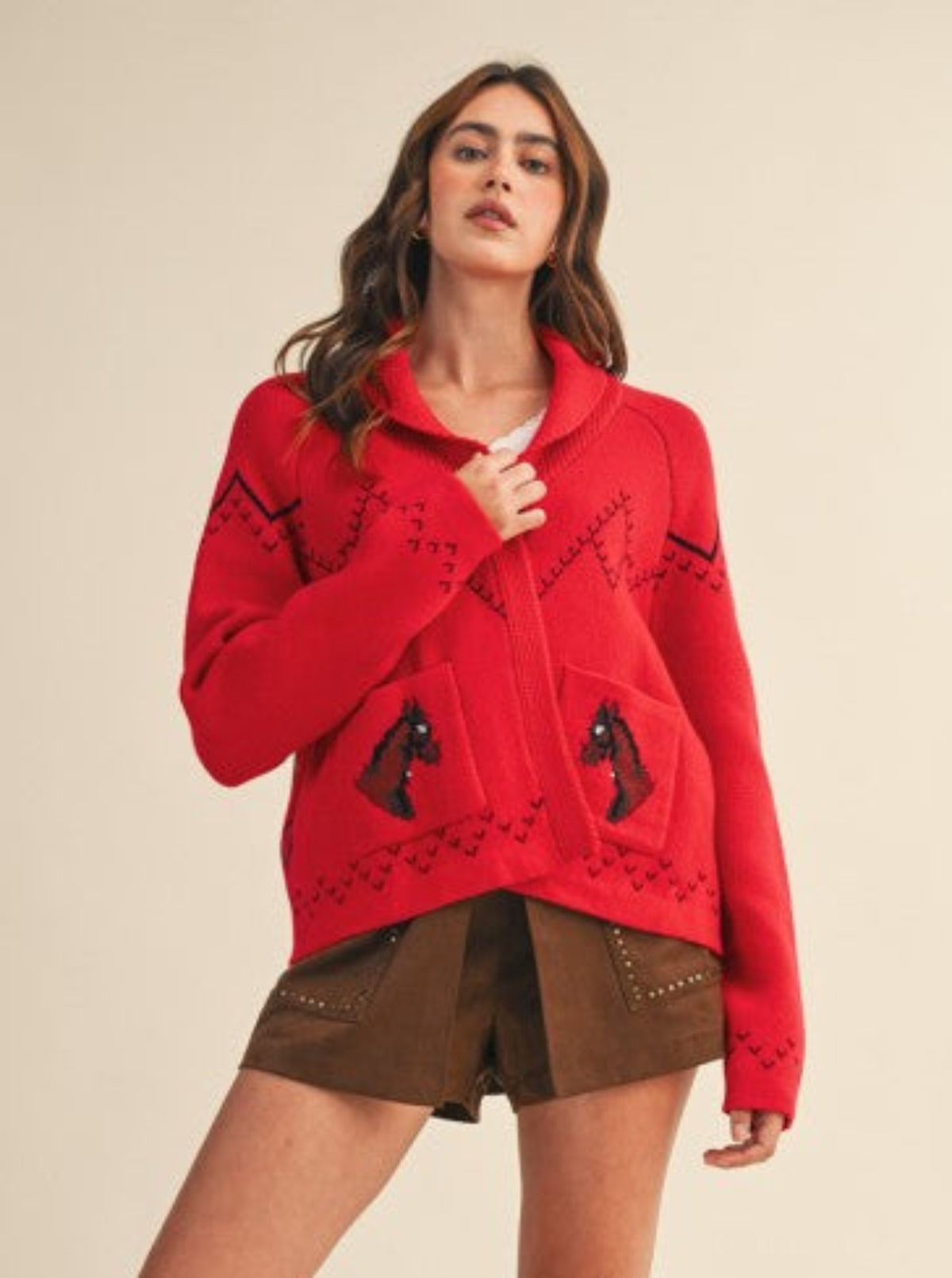 *Coming Soon* Horse Cardigan | Red