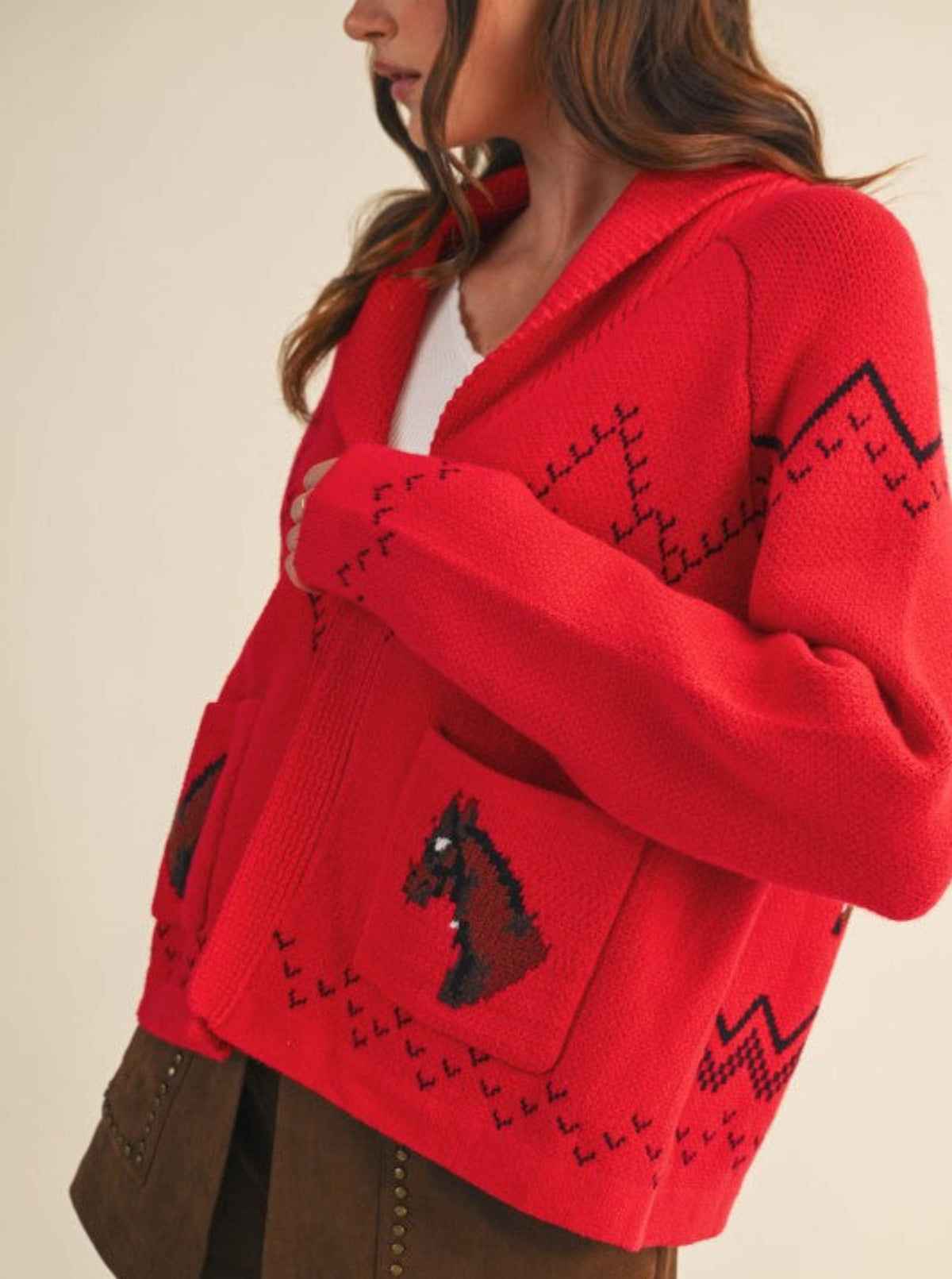 *Coming Soon* Horse Cardigan | Red