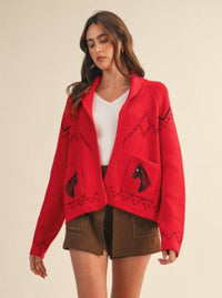 *Coming Soon* Horse Cardigan | Red