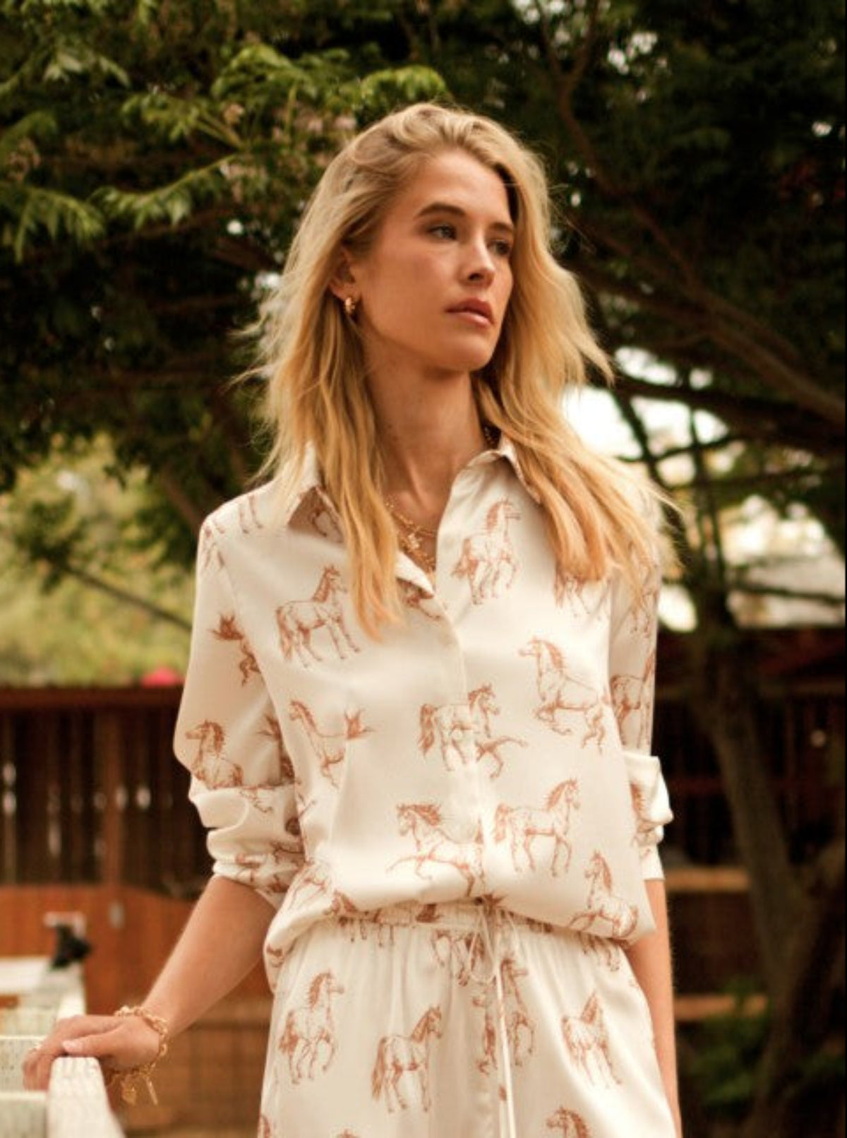 Wild Horses Satin Blouse | Ivory