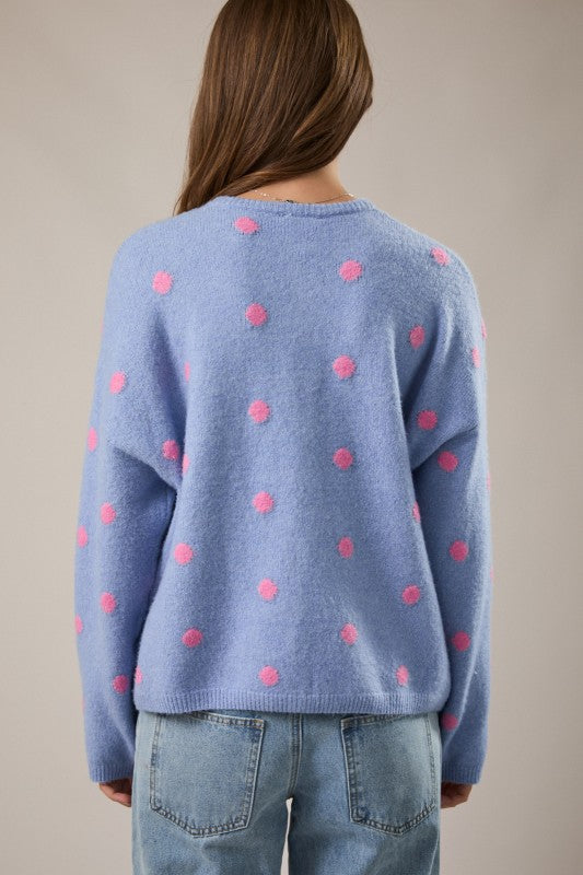 Polka Dot Cardigan | Blue