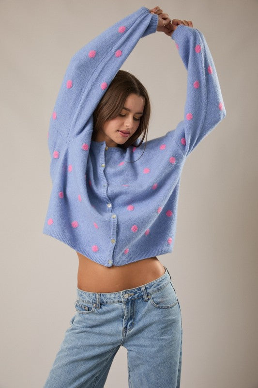 Polka Dot Cardigan | Blue