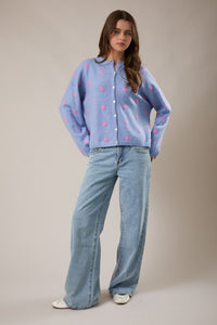 Polka Dot Cardigan | Blue