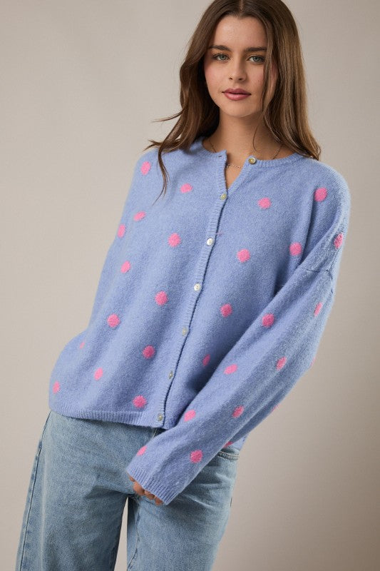 Polka Dot Cardigan | Blue