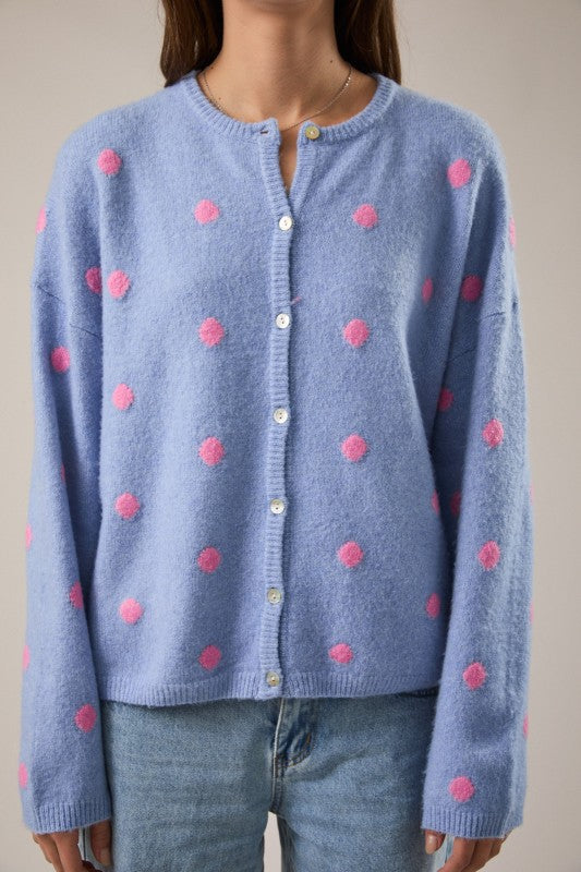 Polka Dot Cardigan | Blue