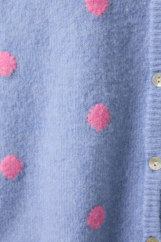 Polka Dot Cardigan | Blue