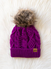 Cable Knit Pom Beanie