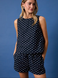 Polka Dot Matching Set | Navy