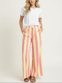 Pink & Pale Yellow Striped Pants