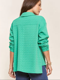 Jacquard Button Down Top | Green