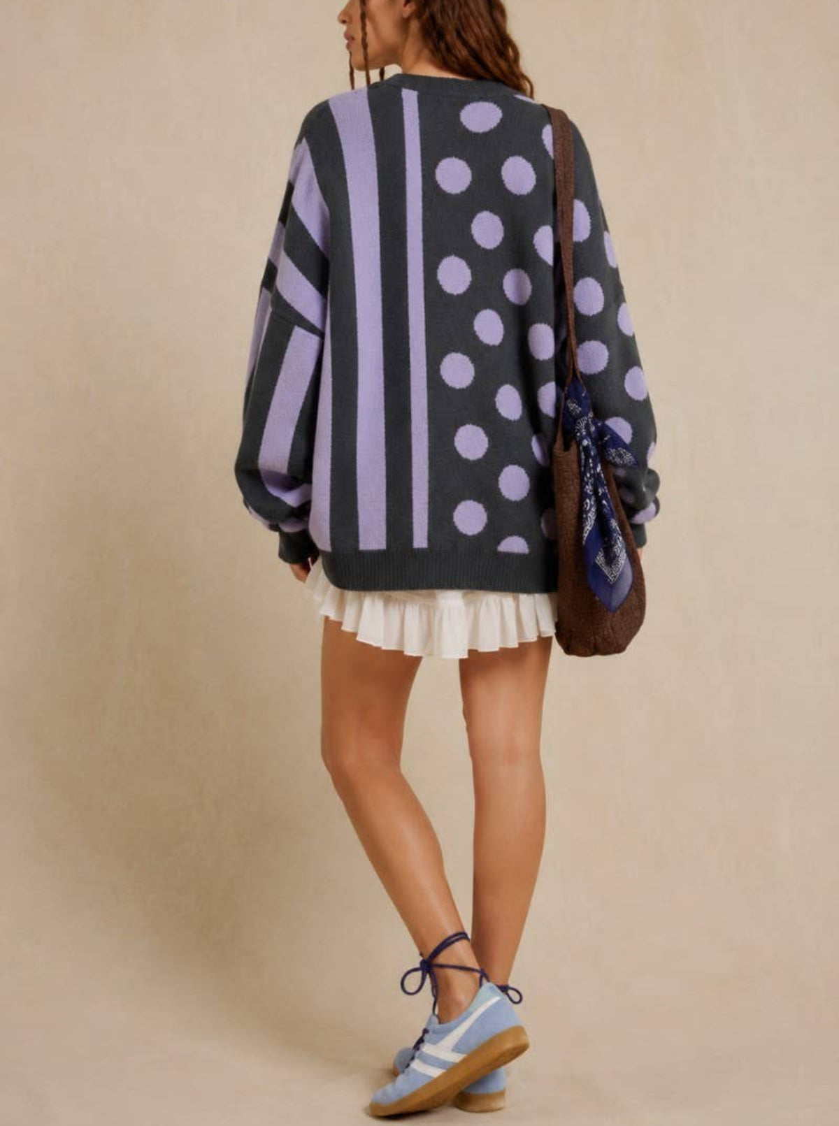 Lavender Mixed Pattern Cardigan