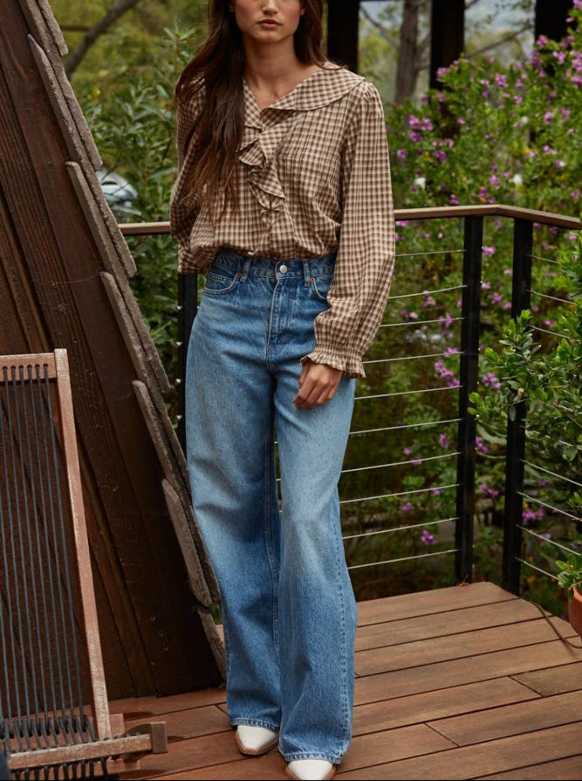 Gingham Ruffled Blouse