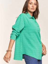 Jacquard Button Down Top | Green
