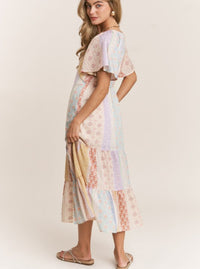 Patchwork Boho Midi Dress