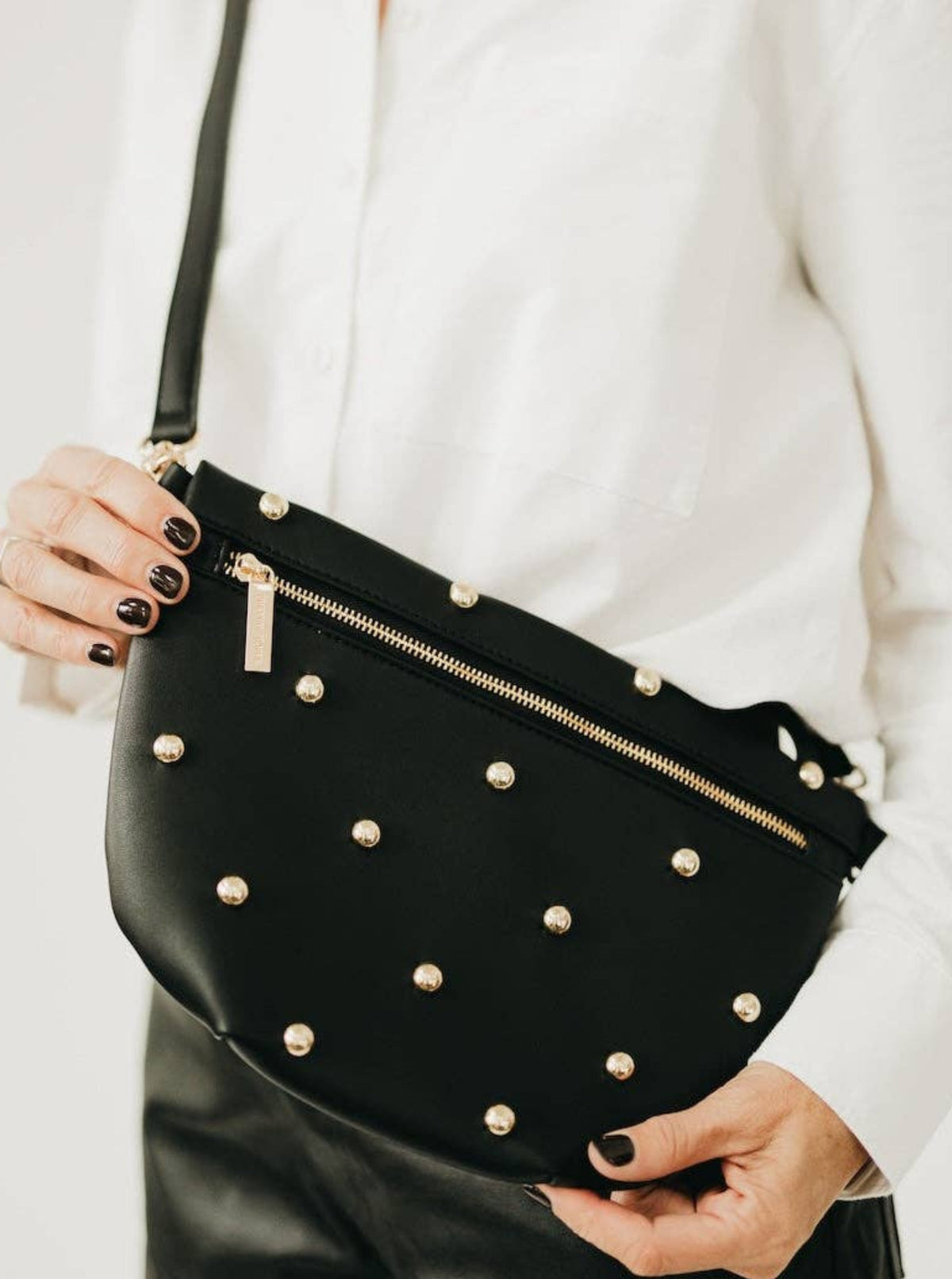Chic Gold Studded Bum Bag
