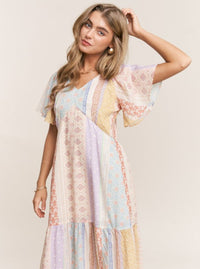Patchwork Boho Midi Dress