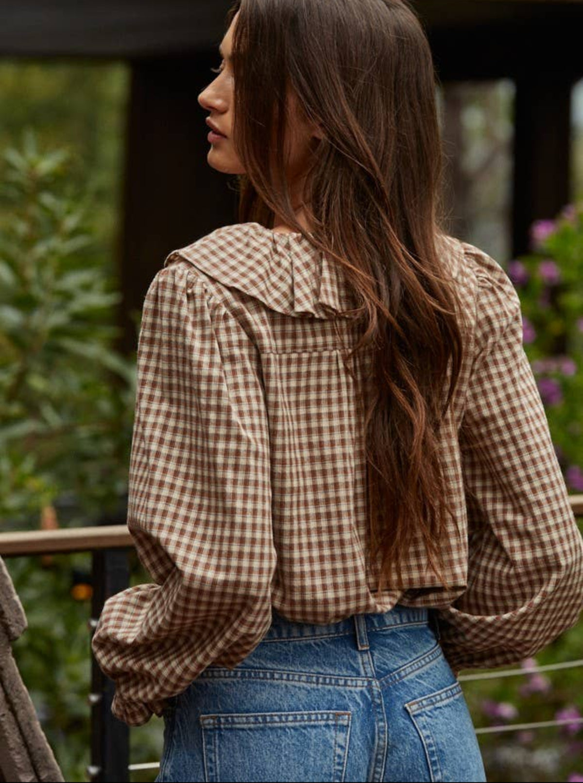 Gingham Ruffled Blouse