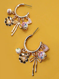 Hoop Charm Earrings | Blue & Pink