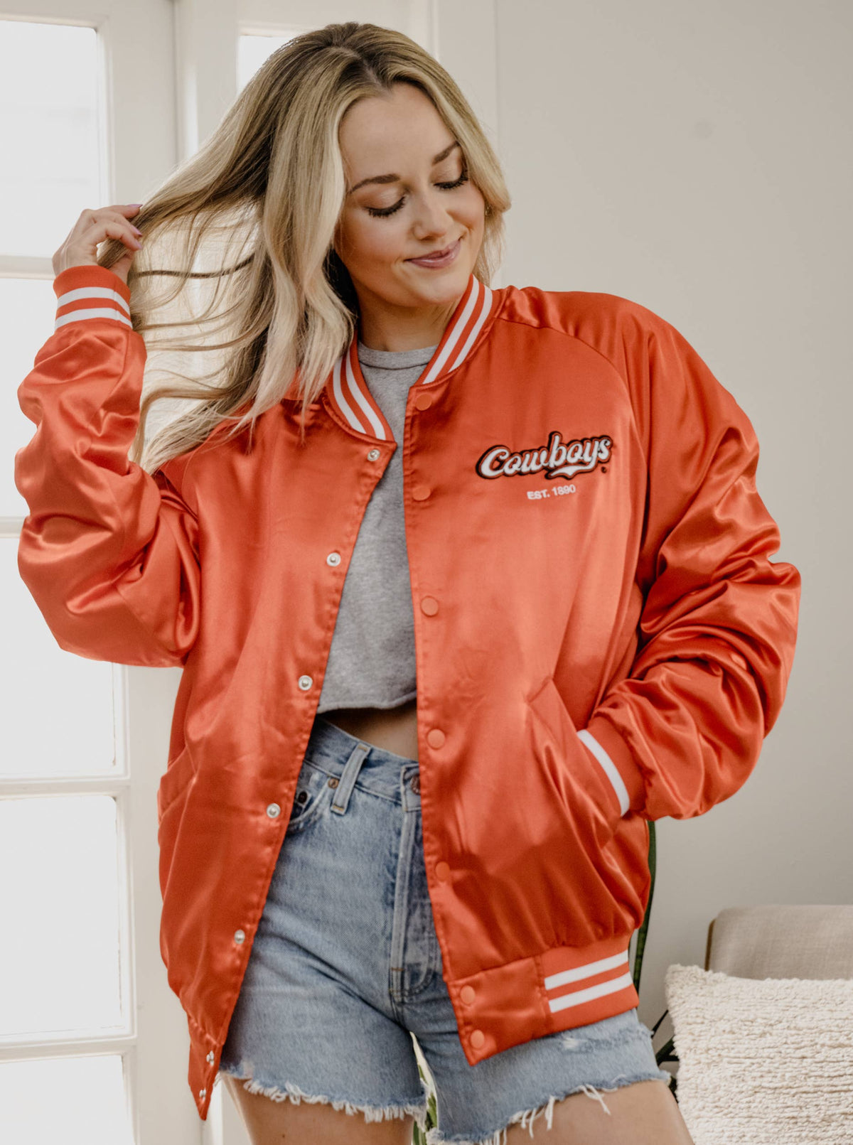 OSU Cowboys Embroidered Satin Jacket
