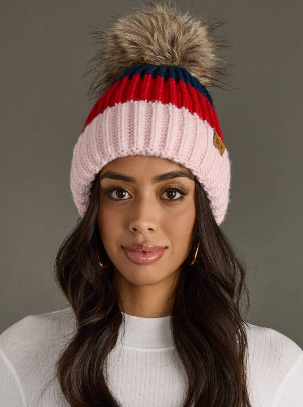 Color Block Pom Beanie