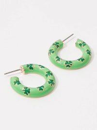 Shamrock Hoop Earrings | Green