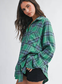 Plaid Days Green Flannel Top