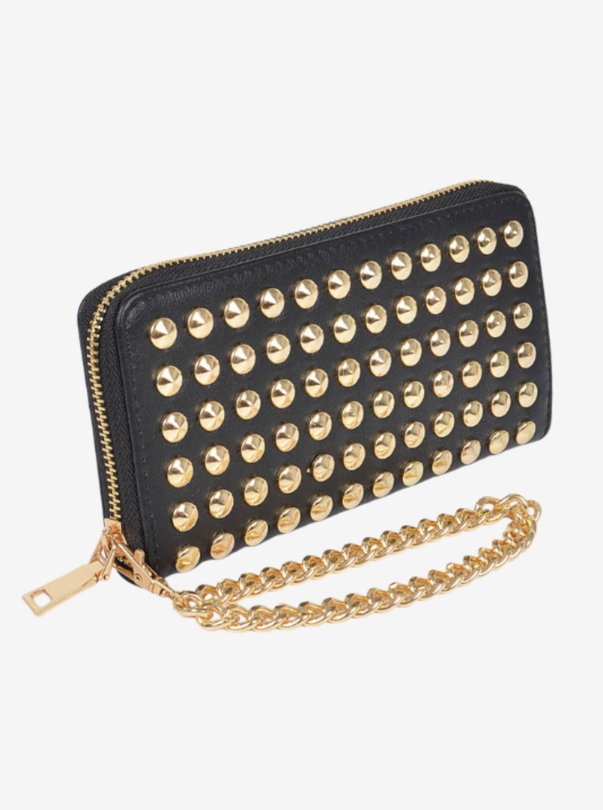 Studded Wallet With Chain Strap | Black