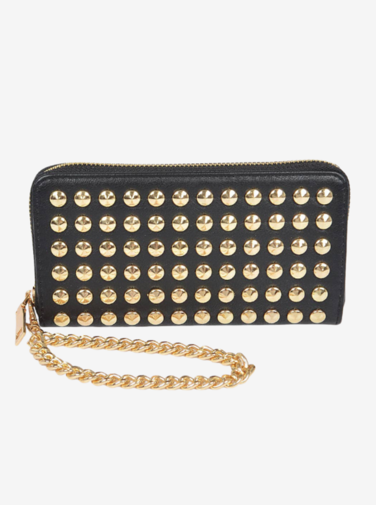 Studded Wallet With Chain Strap | Black
