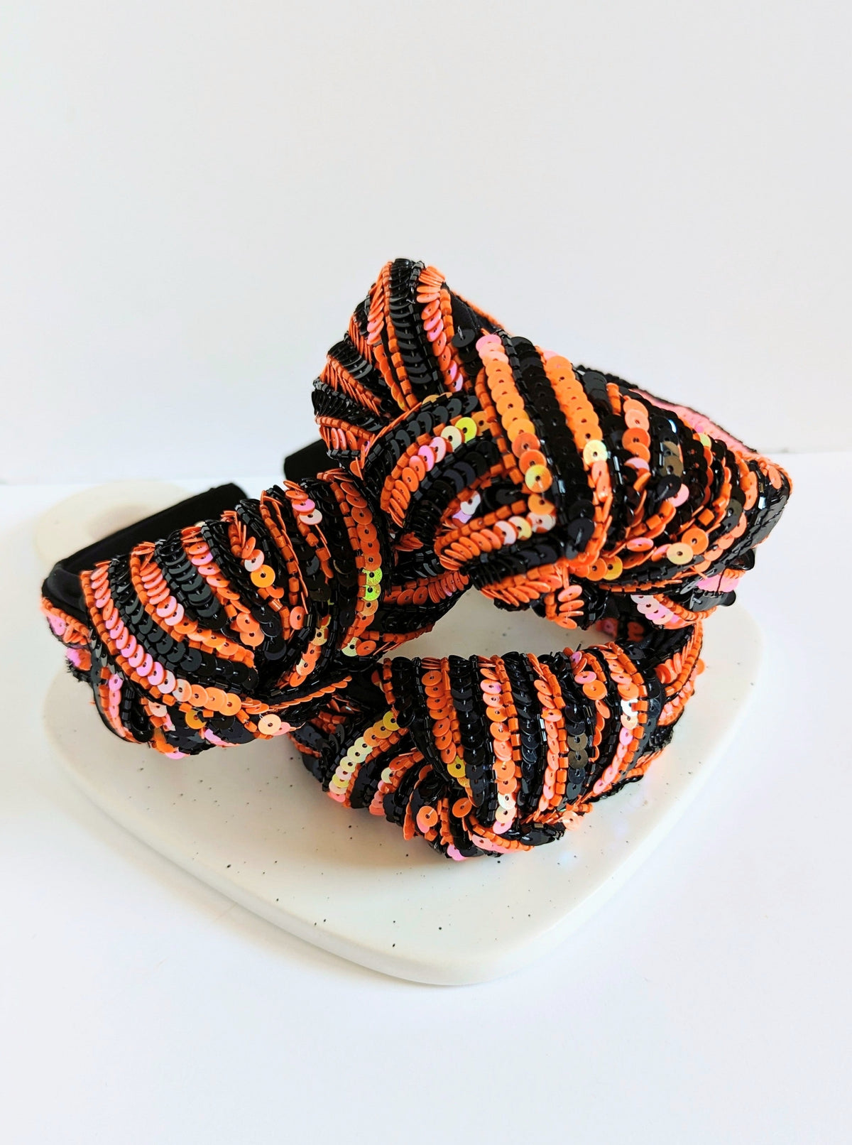 Game Day Sequin Headbands | Black & Orange
