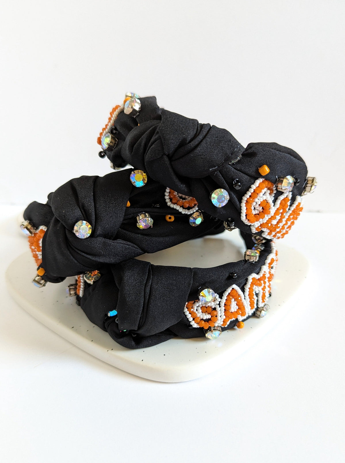 Game Day Embellished Headband | Black & Orange