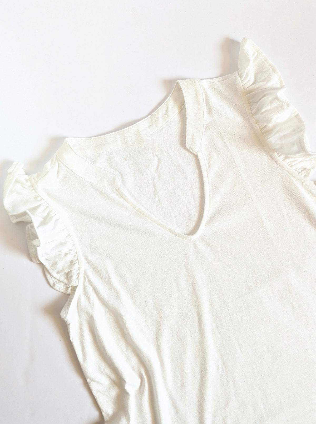 Ruffle Sleeve Top  | White