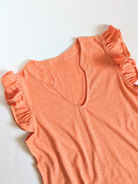 Ruffle Sleeve Top  | Tangerine