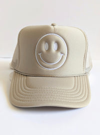 Smiley Face Trucker Hat | Sand