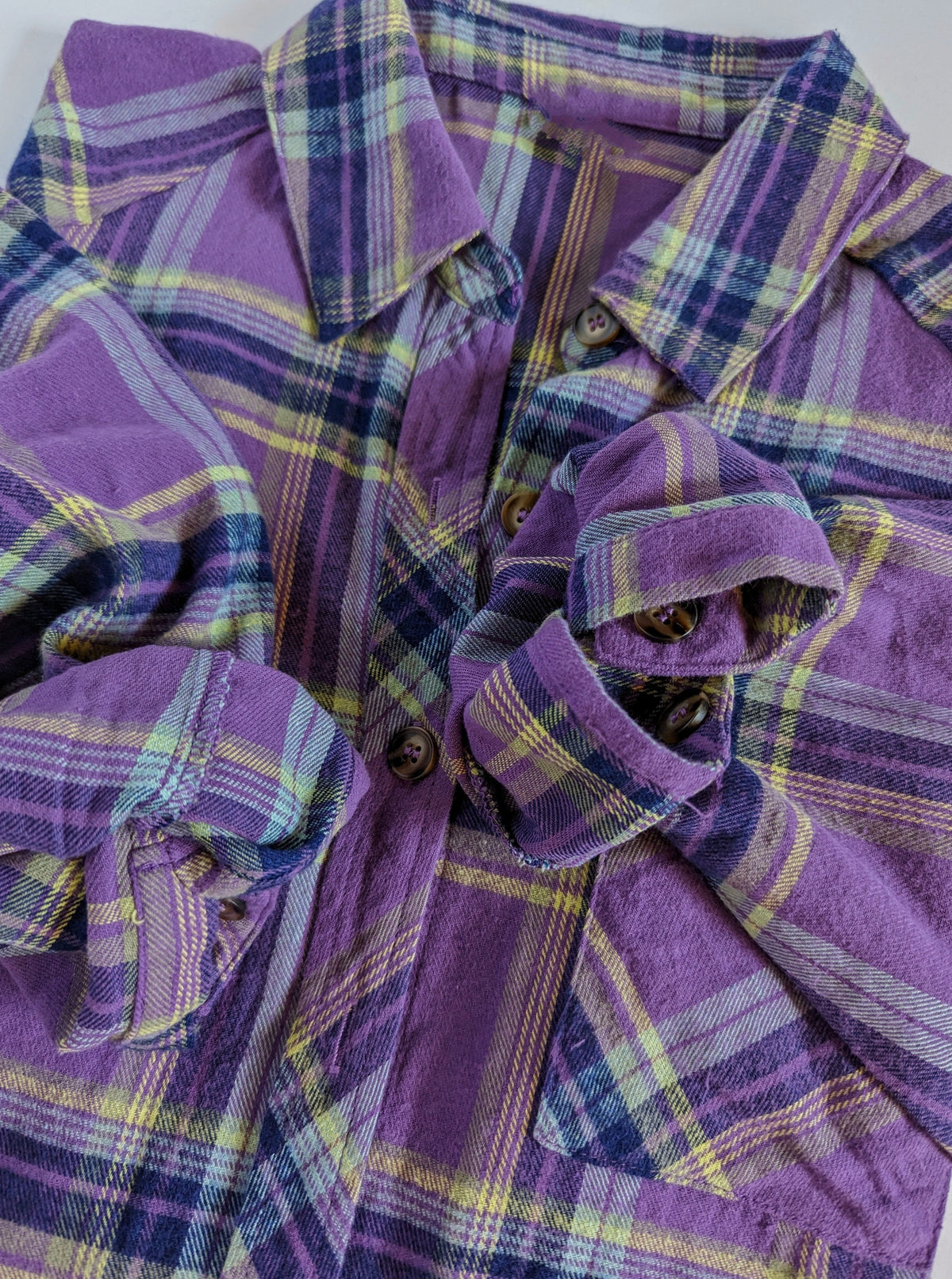 Plaid Button-Down Top | Purple