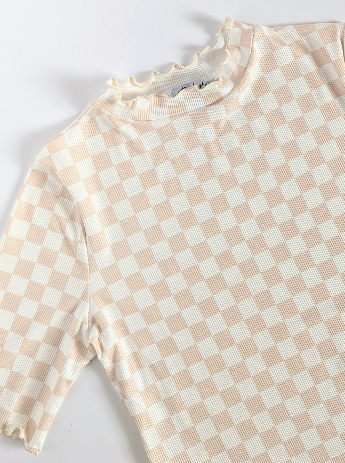 Checkerboard Print Top | Ivory