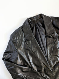 Faux Leather Boyfriend Blazer | Black