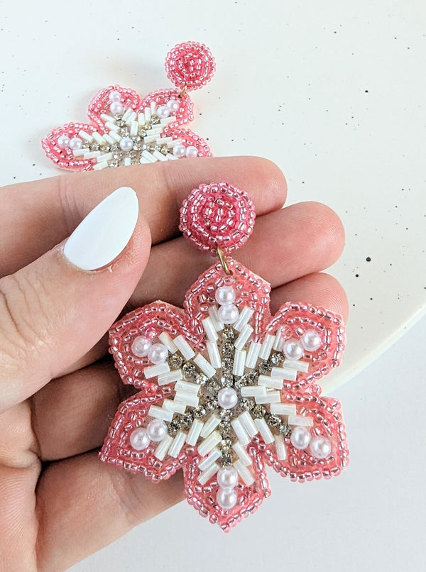 Snowflake Earrings | Pink