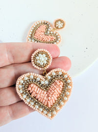 Heart Dangle Earrings | Pink