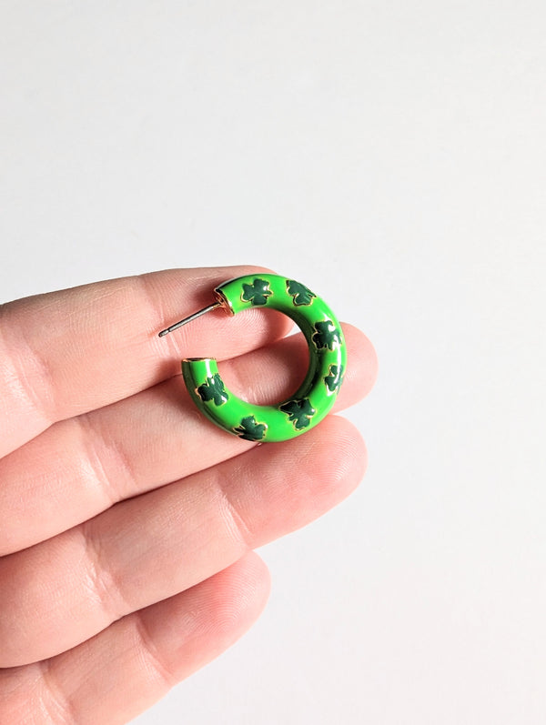 Shamrock Hoop Earrings | Green