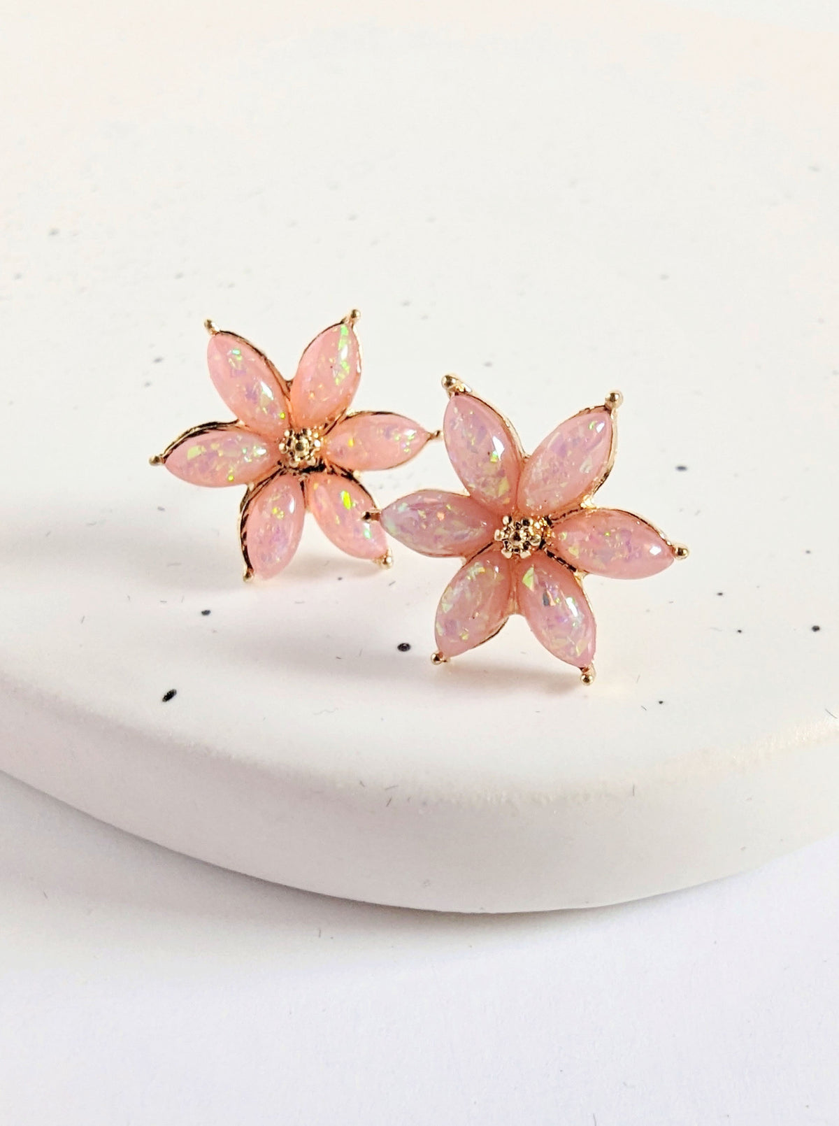 Opal Stud Earrings | Pink