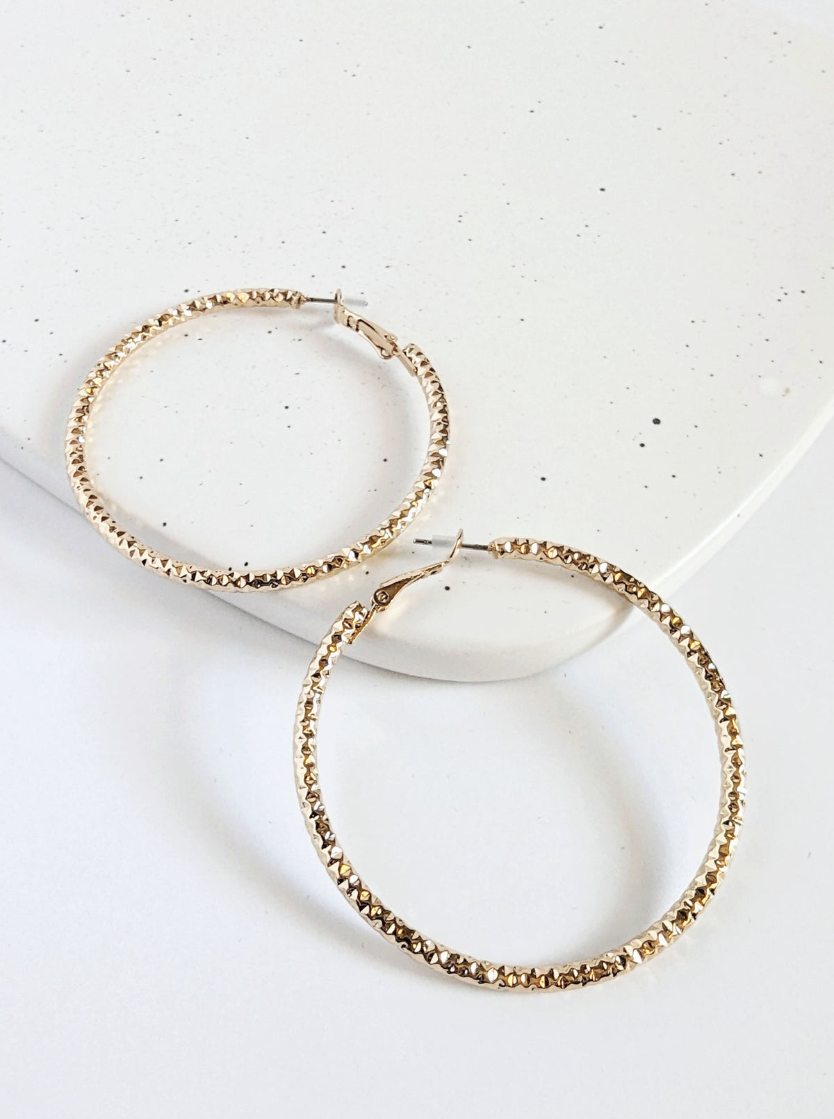 Textured Hoop Earrings | Gold