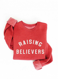 Raising Believers Mid Cropped Sweatshirt | Heather Red