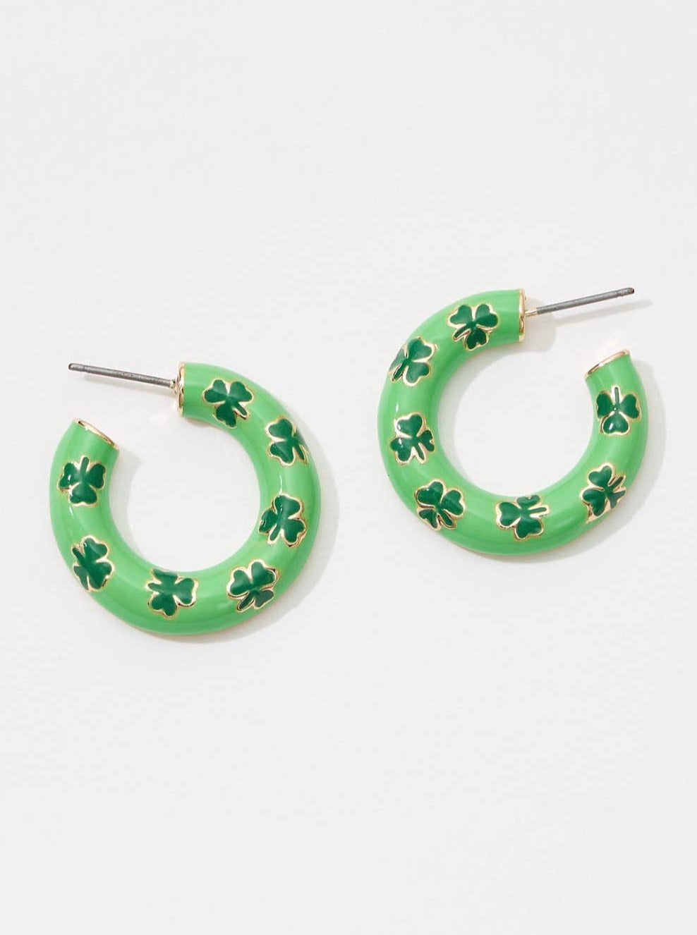 Shamrock Hoop Earrings | Green