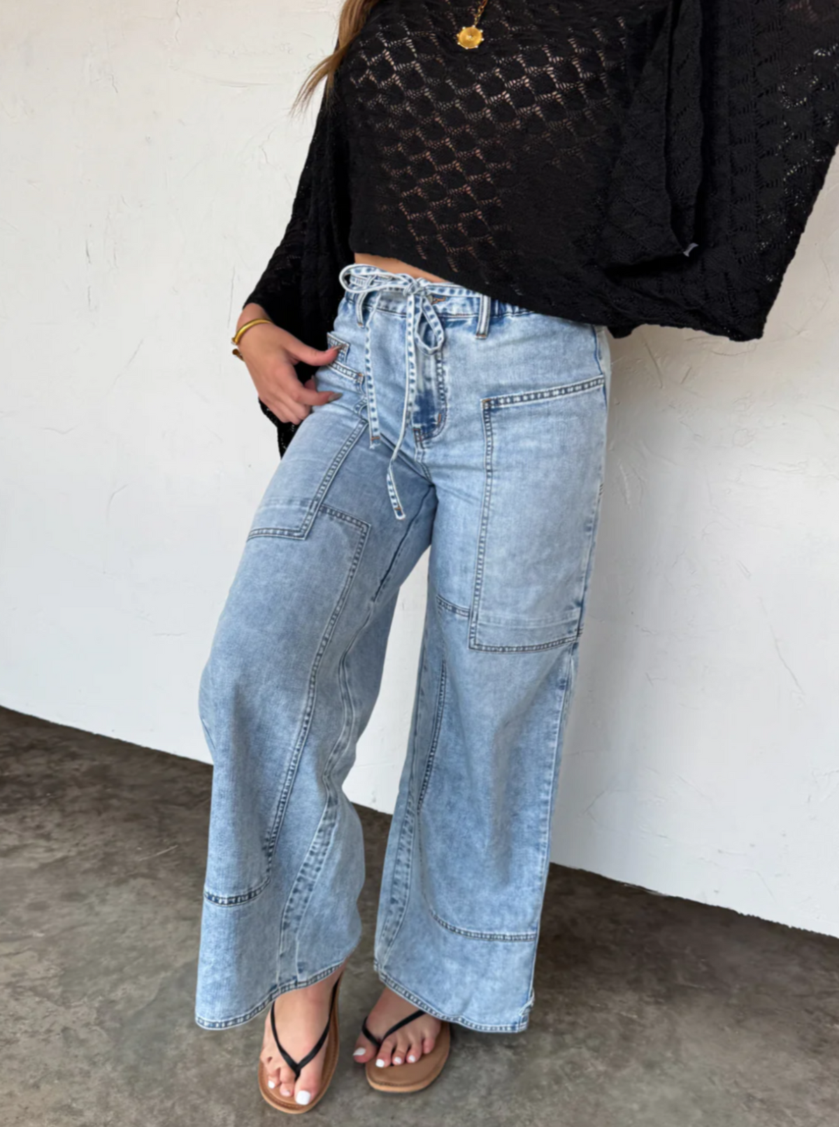 Tie Waist Jeans | Light Wash